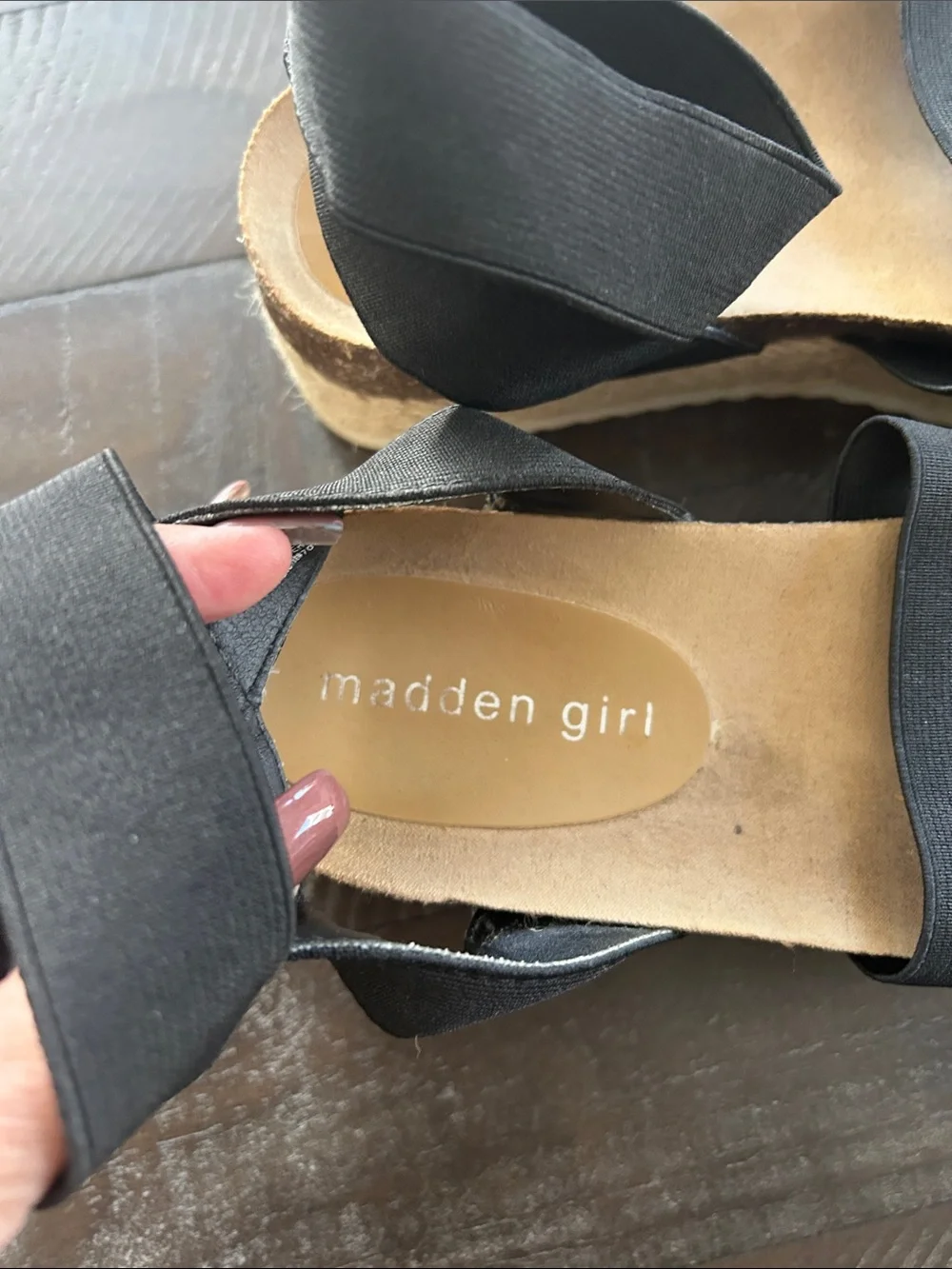 Madden Girl Black Elastic Espadrille Platform Sandals